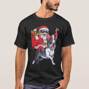 クリスマス クリスマス サンタクロース ボストンテリア メンズ Tシャツ