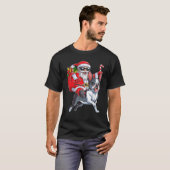 クリスマス クリスマス サンタクロース ボストンテリア メンズ Tシャツ (正面フル)