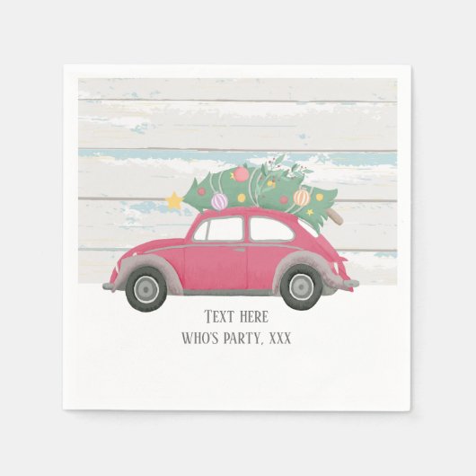 クリスマス，クリスマス，ベビーボーイ，クリスマスツリー，車 スタンダードカクテルナプキン (正面)