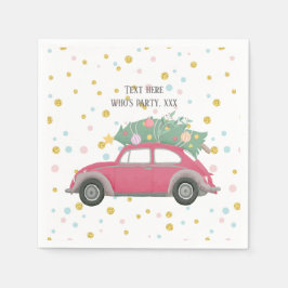 クリスマス，クリスマス，ベビーボーイ，クリスマスツリー，車 スタンダードカクテルナプキン