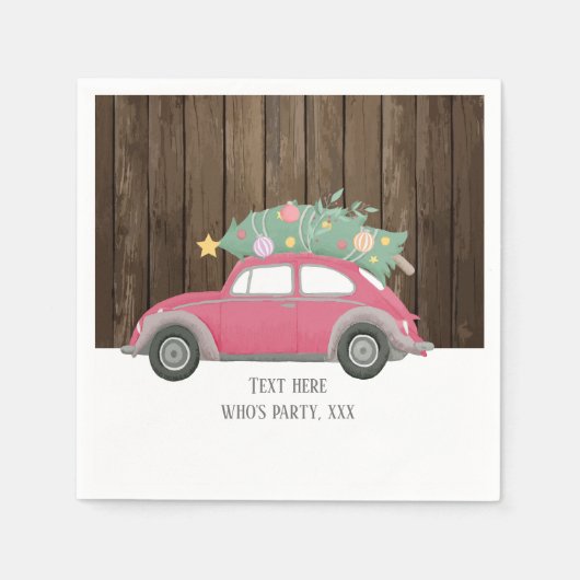 クリスマス，クリスマス，ベビーボーイ，クリスマスツリー，車 スタンダードカクテルナプキン (正面)