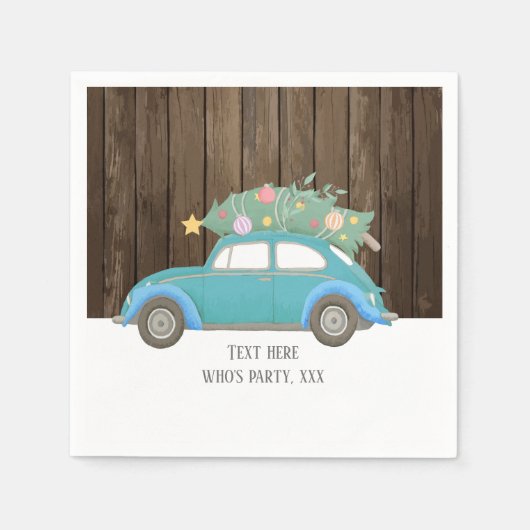 クリスマス，クリスマス，ベビーボーイ，クリスマスツリー，車 スタンダードカクテルナプキン (正面)