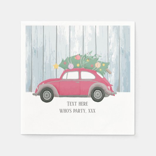 クリスマス，クリスマス，ベビーボーイ，クリスマスツリー，車 スタンダードカクテルナプキン (正面)