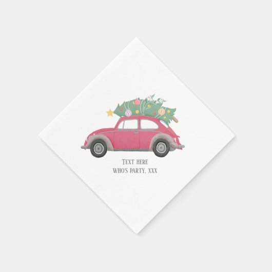クリスマス，クリスマス，ベビーボーイ，クリスマスツリー，車 スタンダードカクテルナプキン (角)