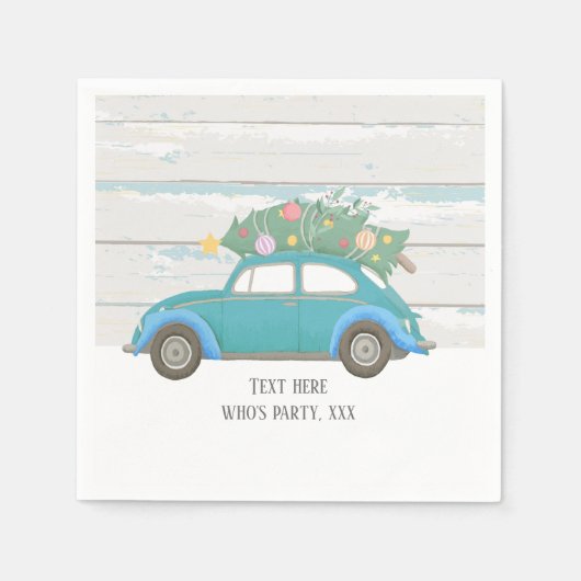 クリスマス，クリスマス，ベビーボーイ，クリスマスツリー，車 スタンダードカクテルナプキン (正面)