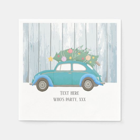 クリスマス，クリスマス，ベビーボーイ，クリスマスツリー，車 スタンダードカクテルナプキン (正面)