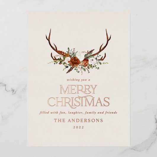 クリスマス・クリーム植物性エレガントスタッグフローラ 箔シーズンポストカード (正面)