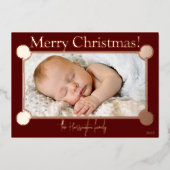 クリスマス |クリーンモダンミニマリスト |家族の写真 箔シーズンカード (正面)