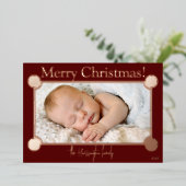 クリスマス |クリーンモダンミニマリスト |家族の写真 箔シーズンカード (立ち正面)