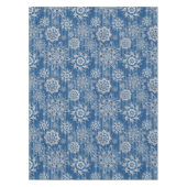 クリスマス·グリッター·アイス·サイクルと雪片-青 テーブルクロス (正面)