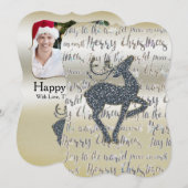 クリスマス グリッター トナカイ 写真 ホリデーカード (正面/裏面)