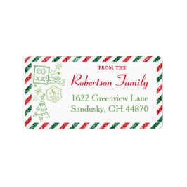 クリスマス グリッター ヴィンテージ エア メール シッピング ラベル