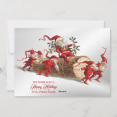 クリスマス・グリーティング赤小妖精や小人冬エレガント シーズンカード (裏面)