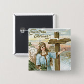 クリスマス・グリーティング・エンジェル 缶バッジ (正面&裏面)