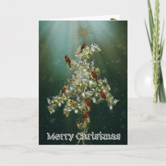 クリスマス·グリーティング·カード·ゴールデンロッドと鳴鳥 シーズンカード (正面)