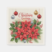 クリスマス・グリーティング、フェスティバル、 スタンダードカクテルナプキン (正面)