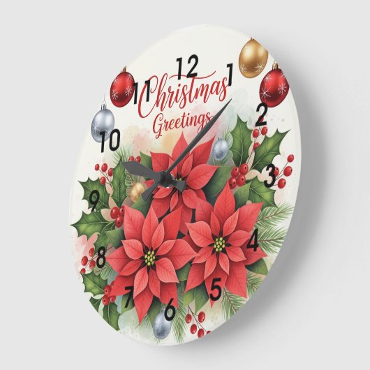 クリスマス・グリーティング、フェスティバル、 ラージ壁時計 (傾斜)