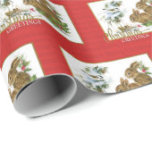 クリスマス・グリーティング・ラビットヴィンテージ再生 ラッピングペーパー (ロールコーナー)