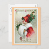 「クリスマス・グリーティング」ヴィンテージ シーズンポストカード (正面/裏面)