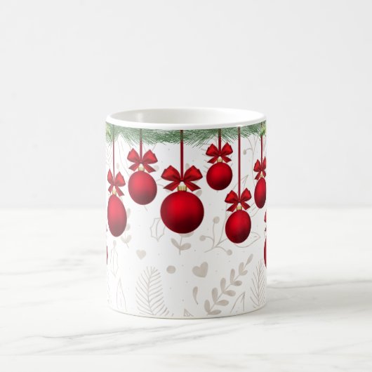 クリスマス·グリーンとオーナメント コーヒーマグカップ (中央)