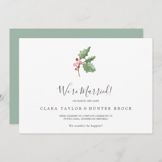 クリスマス・グリーンとベリーの駆け落ち宣言 案内状 (正面/裏面)