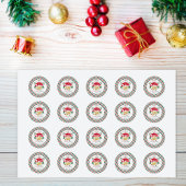 クリスマス・グリーンとレッドのキャンディー・ケーン・パーティーの招待状 ラウンドシール