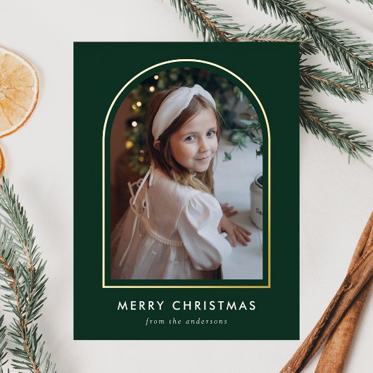 クリスマス グリーンアーチ 写真 箔シーズンポストカード