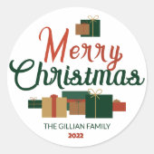 クリスマス・グリーン・ギフト ラウンドシール (正面)