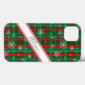 クリスマス グリーン・チェック柄のスクリプト名入り Case-Mate iPhoneケース (裏面 (横))
