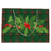 クリスマス グリーン プラッド リース付き ラージペーパーバッグ (裏面)