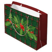 クリスマス グリーン プラッド リース付き ラージペーパーバッグ (裏面アングル)