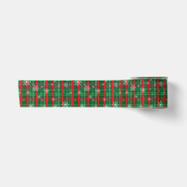 クリスマス グリーン プリント スノーフレーク サテンリボン