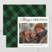 クリスマス グリーン プリント  ホリデー カード (正面/裏面)