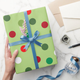 クリスマス グリーン レインボー ポルカドット 包装紙