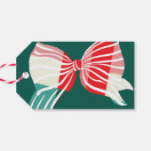 クリスマス グリーン＆レッドのチェック柄 リボンで結ばれた ホリデーシーズン ギフトタグ (裏面横)