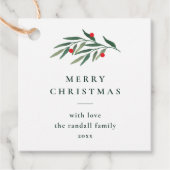 クリスマス グリーン 白いギフト フェイバータグ (正面)