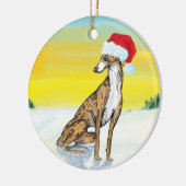 クリスマス グレイハウンド セラミックオーナメント (左)