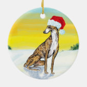クリスマス グレイハウンド セラミックオーナメント (裏面)