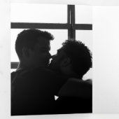 クリスマス ゲイ カップル 犬と木 パーソナライズド 三つ折りクリスマスカード (内部最初)