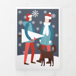 クリスマス ゲイ カップル 犬 ツリー オーダーメイド 三つ折りクリスマスカード