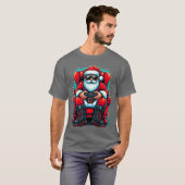 クリスマス ゲーマー サンタ クリスマス ヴィンテージ Tシャツ (正面フル)