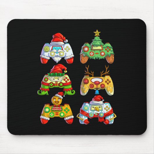クリスマス ゲーム コントローラー サンタ帽子 クリスマス マウスパッド (正面)