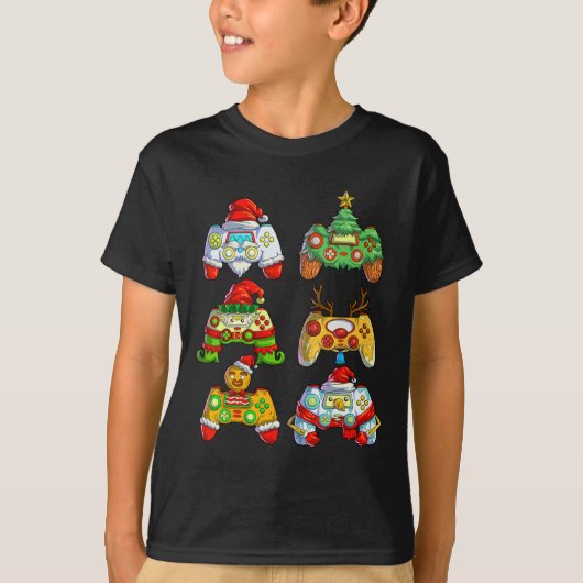 クリスマス ゲーム コントローラー サンタ帽子 クリスマス Tシャツ (正面)