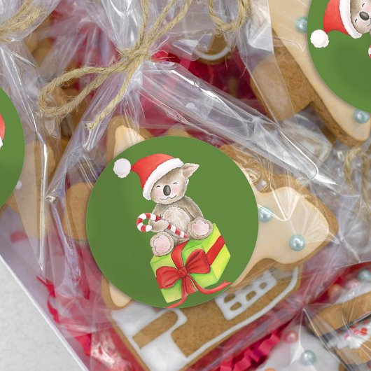 クリスマス・コアラのベア・ラウンド・ステッカー ラウンドシール