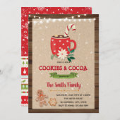 クリスマス・ココアとクッキーのテーマ 招待状 (正面/裏面)