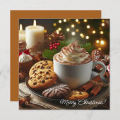 クリスマス・ココアとクッキー・メリークリスマス シーズンカード (正面/裏面)
