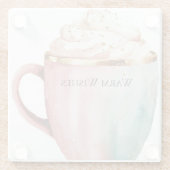 クリスマス・ココア金ゴールドピンクミントウォームウィッシュ ガラスコースター (裏面)