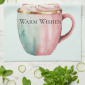 クリスマス・ココア金ゴールドピンクミントウォームウィッシュ キッチンタオル (折り畳み)