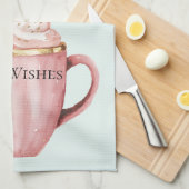 クリスマス・ココア金ゴールドピンクミントウォームウィッシュ キッチンタオル (四つ折り)