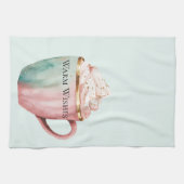 クリスマス・ココア金ゴールドピンクミントウォームウィッシュ キッチンタオル (横)